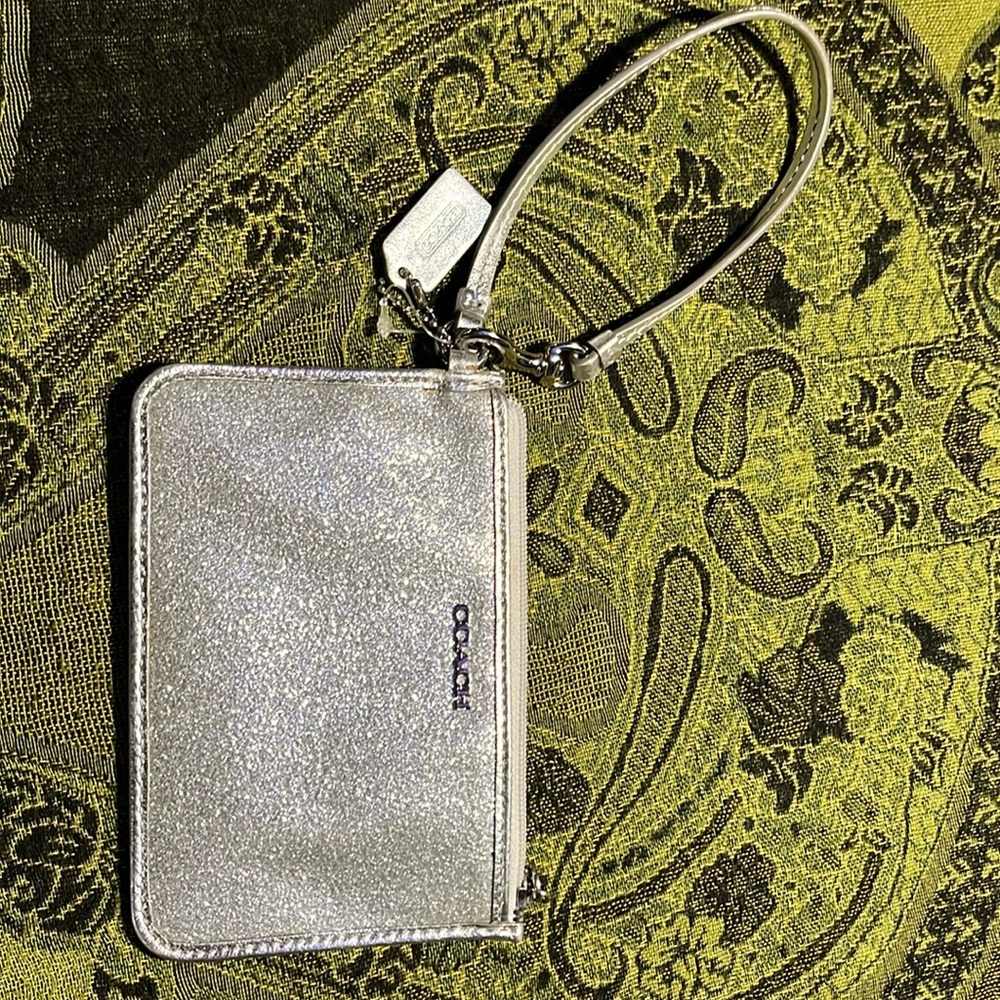 Coach silver glittering wristlet
